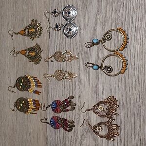 Boho Earring Bundle Gift Multicolor Orange Gold Blue Silver Green Red Pink
